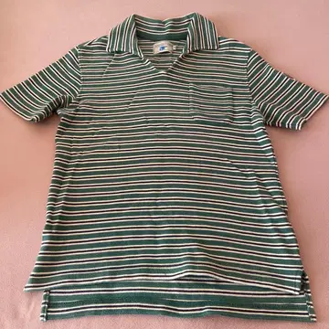그린과 화이트 스트라이프 피케 셔츠