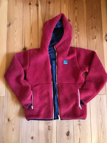 플리스 자켓 후드 부착 빨간색