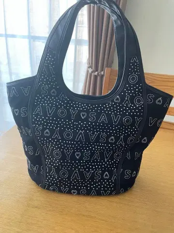 SAVOY 로고 블랙 토트백
