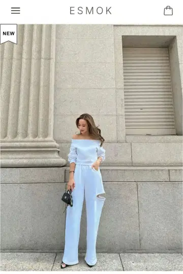 [ 미사용 새상품 ] ESMOK/스웨트 팬츠 화이트 sweetpanrs