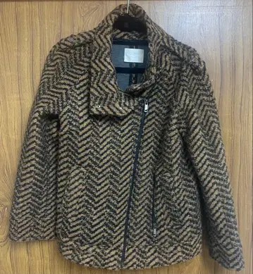 GAS 라이더 자켓 헨리본 패턴 브라운 L 사이즈