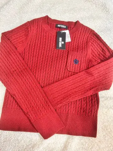 MARY QUANT 빨간색 리브 스웨터 M