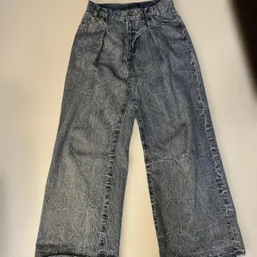 지나시스 턱 데님 와이드 팬츠