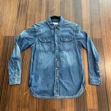 플라스테 PLST 데님 긴팔 셔츠 버튼 달린 포켓