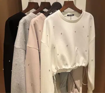 비쥬 트레이닝복 화이트 크롭 기장 one way