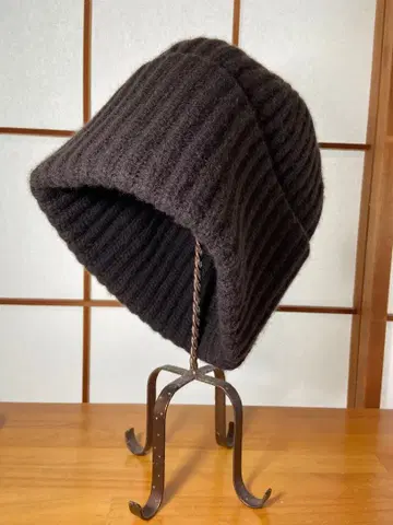 니트 모자 리브 짜임 다크 브라운