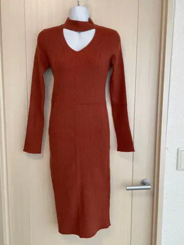 앰비언트 리브 니트 원피스