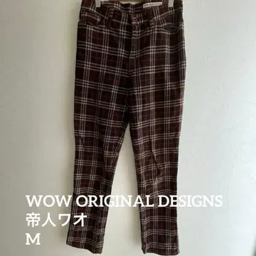 WOW 테이진 브라운 체크 무늬 코듀로이 팬츠 W64
