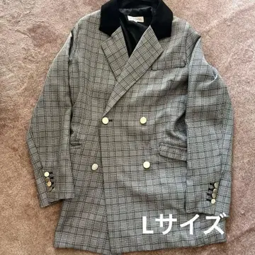 체크 무늬 더블 브레스트 자켓 L 사이즈