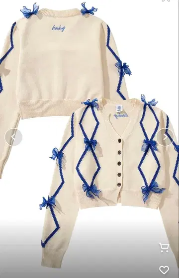 [ HOOK ] for girls 리본 포함 가디건 샷 기장 HOOK