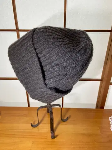 니트 모자 리브 짜임 그레이