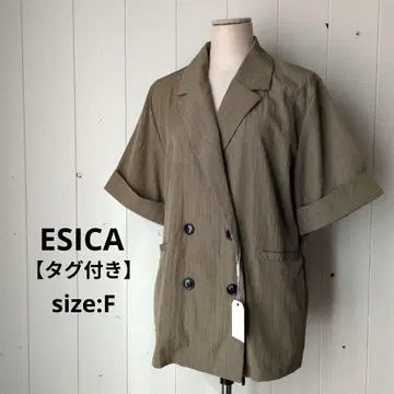 ESICA 택 포함 린넨 느낌 반팔 더블 자켓 봄/여름 그레이지 F