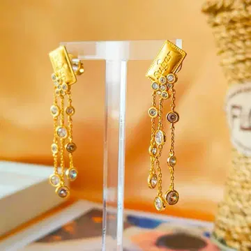 엘레강트한 골드 롱 귀걸이