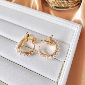 펄 골드 후프 귀걸이