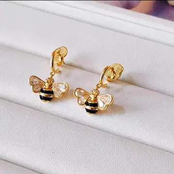 벌 디자인 금 도금 후프 귀걸이