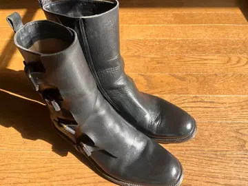 사토레 남성용 블랙 가죽 엔지니어 부츠 사이즈 42