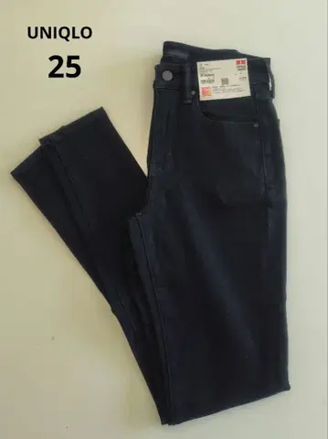 UNIQLO 히트텍 울트라 스트레치 하이라이즈 청바지 블랙