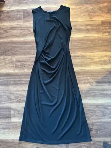 미사용 새상품 Theory 블랙 슬리브리스 드레이프 롱 원피스