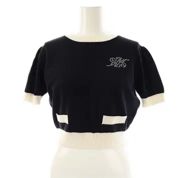 미셸 마카롱 michell Macaron 바이컬러 니트탑 택 포함