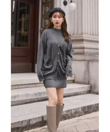 Clemence 니트 드레스 세트 grayM 사이즈