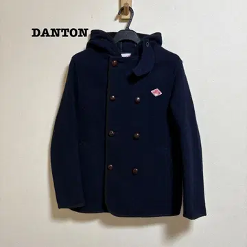 단톤 후드 부착 더블 워크 자켓 울 모사 코트 34