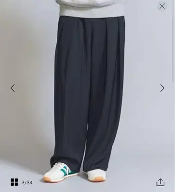 뷰티앤유스 턱 와이드 팬츠 2024 네이비