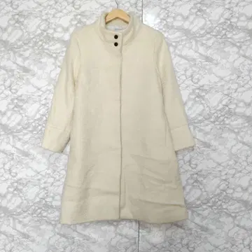 KUMIKYOKU 쿠미쿄쿠 롱 코트 양모 스탠드 카라 A라인