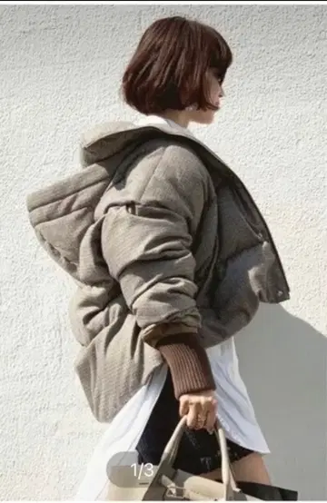 etre tokyo 볼륨 루즈 다운 자켓 체크 S 사이즈