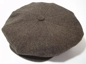 USA제 뉴욕햇 Herringbone Newsboy 브라운 M 새상품