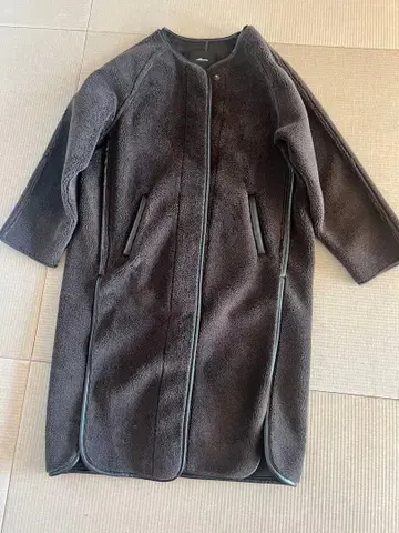 Allumer 다크 브라운 롱 코트 보아 코트