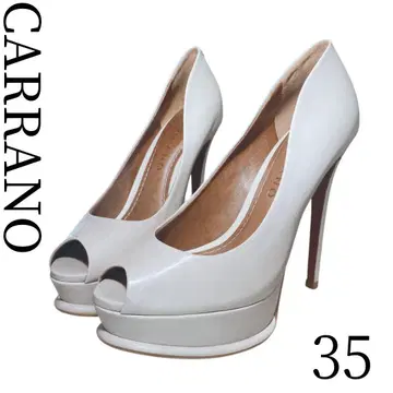 새상품급! 컬러노 핑힐 에나멜 화이트 오픈토