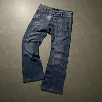 00s archive flare denim pants damage y2k