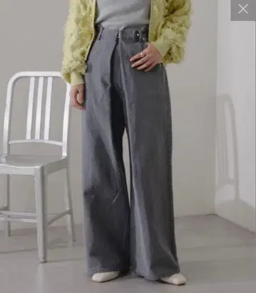 [ kastane ] 데님 턱 와이드 팬츠 그레이 0 사이즈