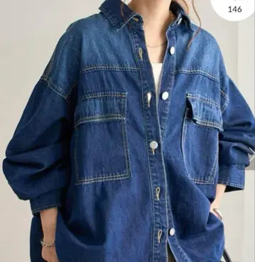 Discoat 데님 빅 셔츠 상의