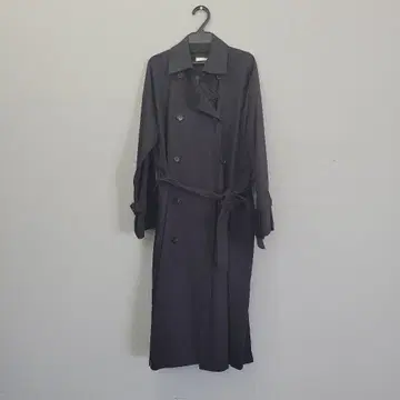 네이비 렌치 코트 더블 버튼