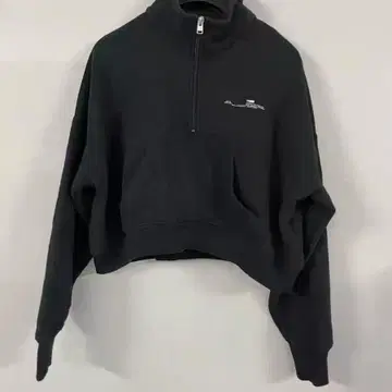블랙 하프 지퍼 크롭 맨투맨