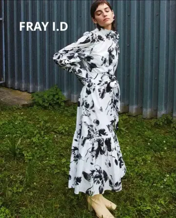 새상품급 FRAY I.D 꽃무늬 롱 원피스 허리 리본 페티코트 포함