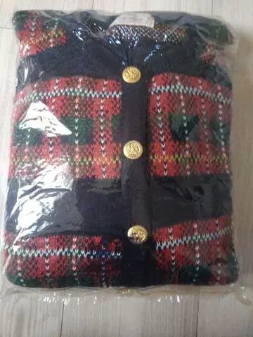 새상품 Trad House 체크 무늬 니트 가디건