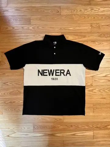 NEWERA 로고 피케 셔츠 블랙/화이트