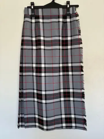 런던 구매품 그레이 계열 체크 랩 스커트 플리츠 롱