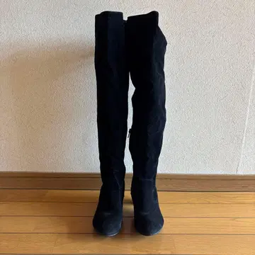 블랙 스웨이드 롱 부츠 M