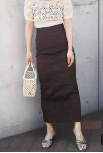 EDIT FOR LULU 브라운 타이트 스커트