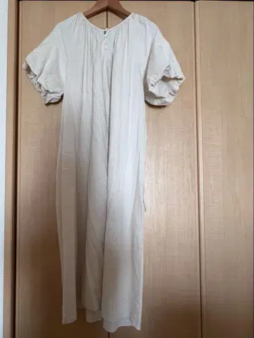 LAUIR 베이지 반팔 셔츠 원피스