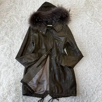 CURATOR 3way 피쉬테일 가죽 모즈 코트 후드 양가죽