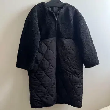 블랙 여성용 절개 퀼팅 롱 코트