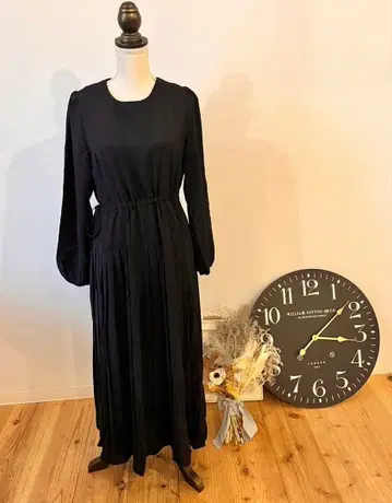 수량 한정 깔끔한 원피스 블랙 프리 사이즈 플리츠 가을/겨울 원피스