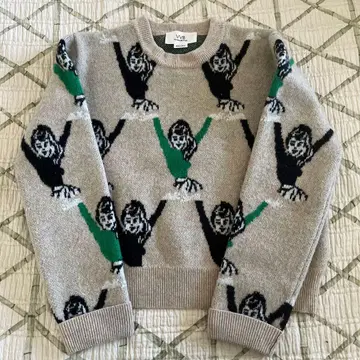 빅토리아 베컴 치어리더 패턴 니트 스웨터 베이지 L