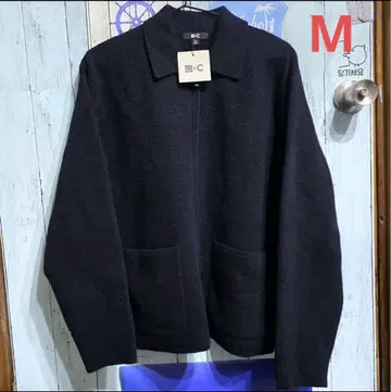 [ 선착순 ] 유니클로 c 니트 풀 지퍼 자켓 m 네이비