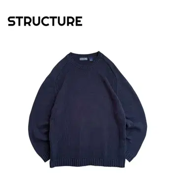 [ 새상품급 ] STRUCURE 홍콩제 90s 코튼 니트 스웨터 네이비