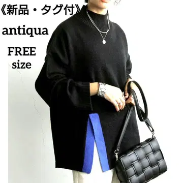 [ 새상품 택 포함 ] antiqua 안티카 하이넥 슬릿 니트 2색